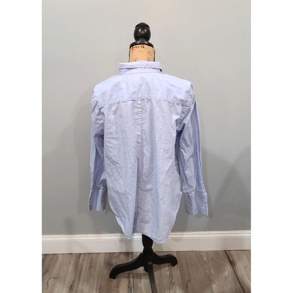 J. Jill Shirt Women's Large Light Blue Button Up Classic Cotton Office Staple - Picture 3 of 7